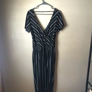 Black & White Striped Express Jumpsuit Small